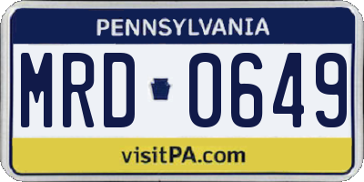 PA license plate MRD0649