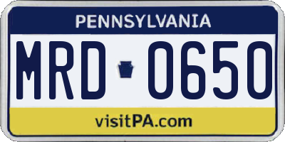 PA license plate MRD0650
