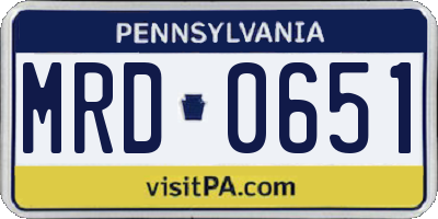 PA license plate MRD0651