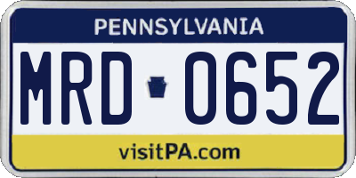 PA license plate MRD0652