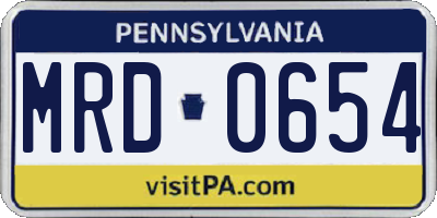 PA license plate MRD0654