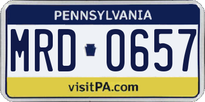 PA license plate MRD0657
