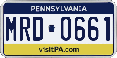 PA license plate MRD0661