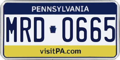 PA license plate MRD0665