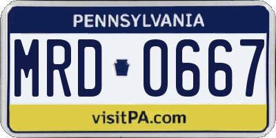 PA license plate MRD0667