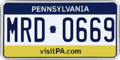 PA license plate MRD0669