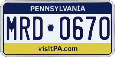 PA license plate MRD0670