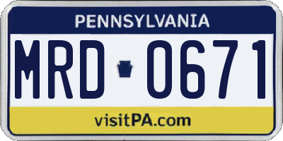 PA license plate MRD0671