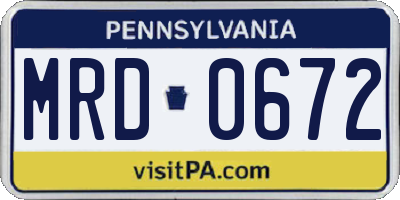 PA license plate MRD0672