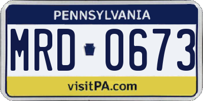 PA license plate MRD0673