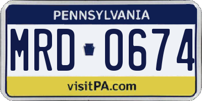 PA license plate MRD0674