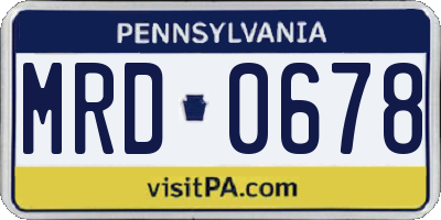 PA license plate MRD0678