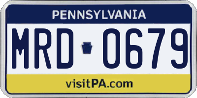 PA license plate MRD0679