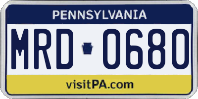 PA license plate MRD0680
