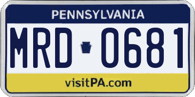 PA license plate MRD0681
