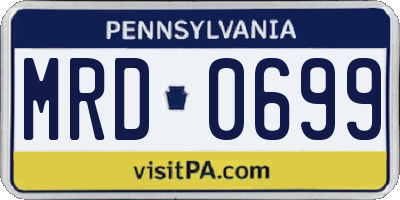 PA license plate MRD0699