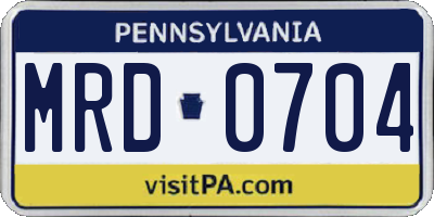 PA license plate MRD0704