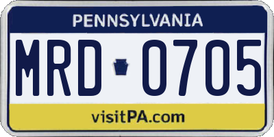 PA license plate MRD0705