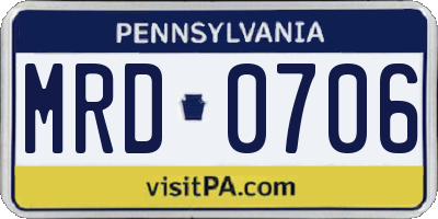 PA license plate MRD0706