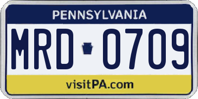 PA license plate MRD0709