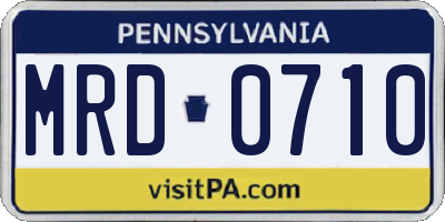 PA license plate MRD0710