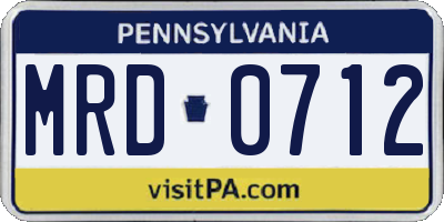 PA license plate MRD0712