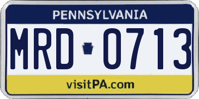 PA license plate MRD0713