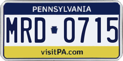PA license plate MRD0715