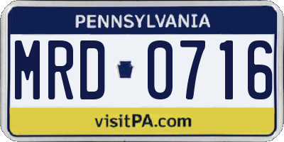 PA license plate MRD0716
