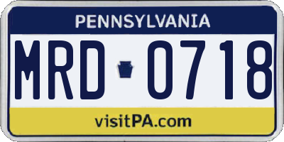 PA license plate MRD0718