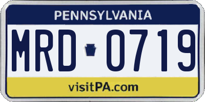 PA license plate MRD0719