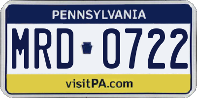 PA license plate MRD0722