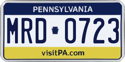 PA license plate MRD0723