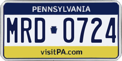 PA license plate MRD0724