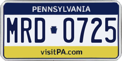 PA license plate MRD0725