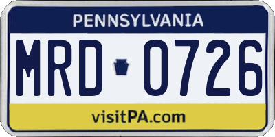 PA license plate MRD0726