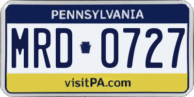 PA license plate MRD0727