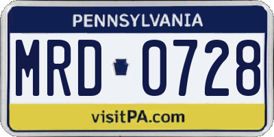 PA license plate MRD0728