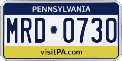 PA license plate MRD0730