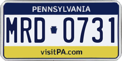 PA license plate MRD0731