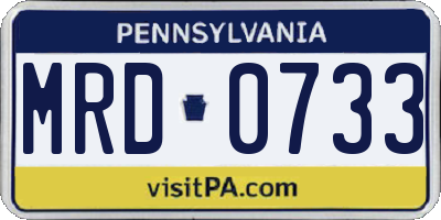 PA license plate MRD0733