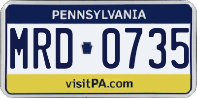 PA license plate MRD0735