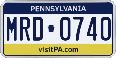 PA license plate MRD0740