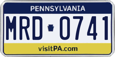 PA license plate MRD0741