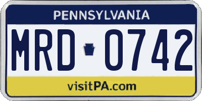 PA license plate MRD0742