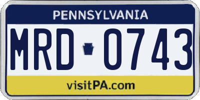 PA license plate MRD0743