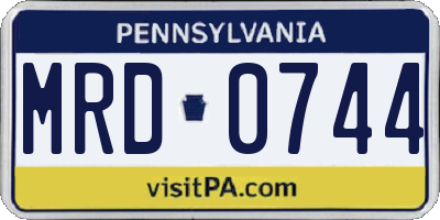 PA license plate MRD0744