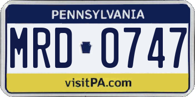 PA license plate MRD0747