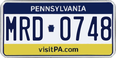 PA license plate MRD0748