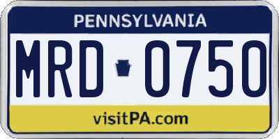 PA license plate MRD0750